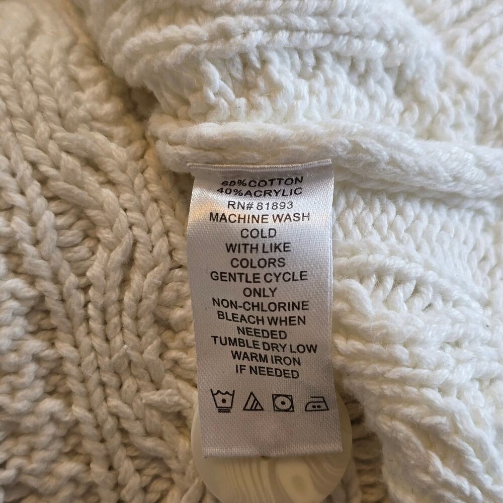 D&Co Ivory Cable Knit Long Cardigan Sweater Cottagecore Size M - Picture 5 of 5